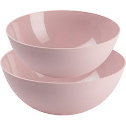 Plasticforte voedsel serveer schalen set - 4x stuks - lichtroze - kunststof - Dia 25 en 28 cm - Serveerschalen