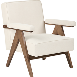 Beliani EVJE - Fauteuil-Beige-Polyester, Rubberhout