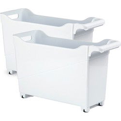 PlasticForte Trolley - 2x - wit - 45 x 17 x 29 cm - opberger - Opberg trolley