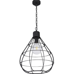 Industriële hanglamp Clastra - L:40cm - E27 - Metaal - Zwart