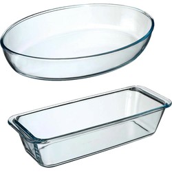 Ovenschalen set 2x formaten - Glas - 35 x 25 cm/31 x 12 cm - Ovenschalen