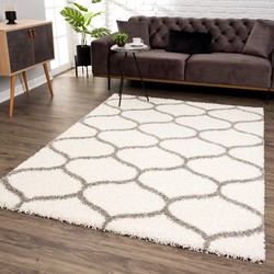 Tapijtenloods Madrid Shaggy Design Vloerkleed Creme Hoogpolig- 80x150 CM