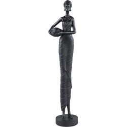 PTMD Decoratieve Standbeeld Rafah - 11x8x50 cm - Polyester - Zwart
