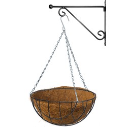 Hanging basket 30 cm met metalen muurhaak en kokos inlegvel - Plantenbakken