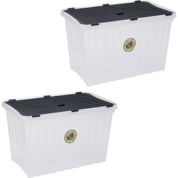 2x Stuks Opbergdozen/organizers met deksel - kunststof - 76 Liter - Opbergbox