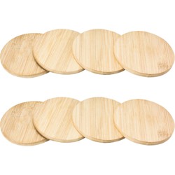 Set van 8 glazenonderzetters bamboe hout 10 cm - Glazenonderzetters