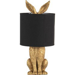 Clayre & Eef Tafellamp Konijn Ø 20x45 cm  Goudkleurig Zwart Kunststof Bureaulamp
