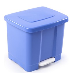 Dubbele afvalemmer/vuilnisemmer blauw 35 liter met deksel en pedaal - Pedaalemmers
