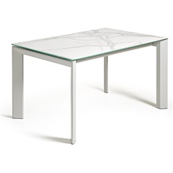 Kave Home - Axis uitschuifbare tafel van porselein met grijze poten 160 (220) cm