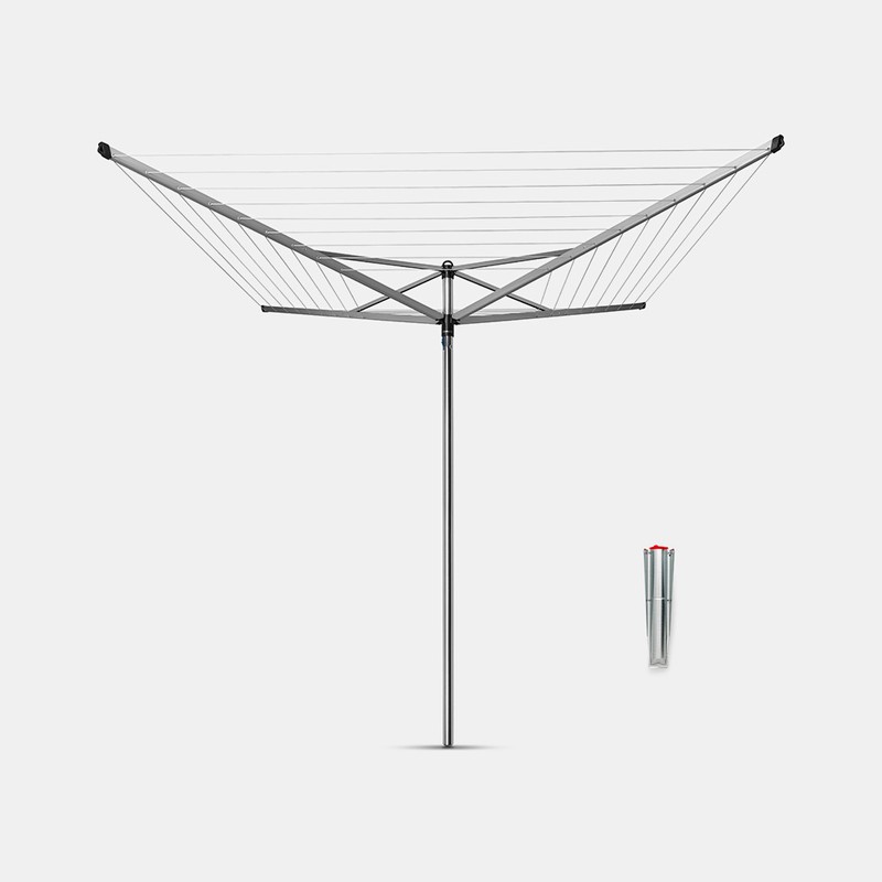 Droogmolen Topspinner, 50 meter met metalen grondanker, doorsnede 45 mm - Metallic Grey - 