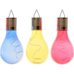 3x Buitenlampen/tuinlampen lampbolletjes/peertjes 14 cm blauw/geel/rood - Buitenverlichting