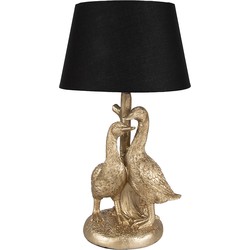 Clayre & Eef Tafellamp Eend Ø 20x37 cm Goudkleurig Zwart Polyresin Bureaulamp