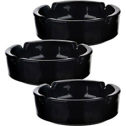 Glasmark Asbak - 3x - glas - D11 cm - zwart - voor binnen en buiten - Asbakken