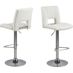 Barkruk Wit Pu Leer - Zithoogte 83cm - Wistad - Set van 2