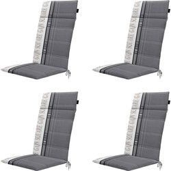 Madison -  Tuinstoelkussen Hoge Rug Madison garden grey - Ca. 120x50 cm - Set van 4