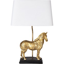 Clayre & Eef Tafellamp Paard 35x18x55 cm  Goudkleurig Wit Kunststof Bureaulamp