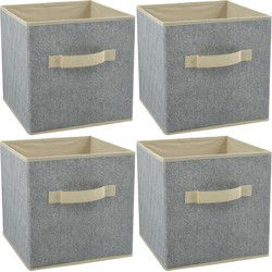 MSV opbergmand/kastmand - 4x - 18 liter - grijs - 26 x 26 x 26 cm - Opbergmanden