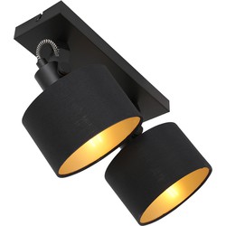 Tweelichts plafondlamp met stoffen kappen Mexlite Ornoir Wit