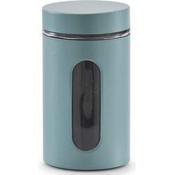Zeller Voorraadpot venster - eucalyptus groen - 900ml - H18 cm - Voorraadblikken