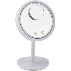 Decopatent® Beauty Breeze Mirror - Make-Up Spiegel met LED Verlichting & Ventilatie - 360° Draaibaar - Make Up 5x Vergrootspiegel