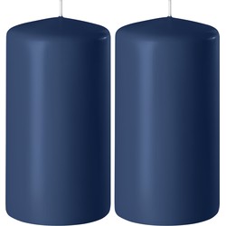 2x Kaarsen donkerblauw 6 x 8 cm 27 branduren sfeerkaarsen - Stompkaarsen