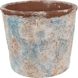 Clayre & Eef Bloempot Ø 23x20 cm Beige Blauw Terracotta