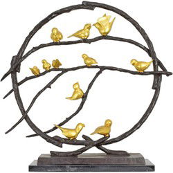 A MODERNIST BRONZE SCULPTURE OF BIRDS IN A TREE