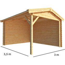 Overkapping Fenna 300 cm bij 350 cm diep Zadeldak