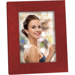 Houten fotolijstje rood met glitters geschikt voor een foto van 13 x 18 cm - Fotolijsten