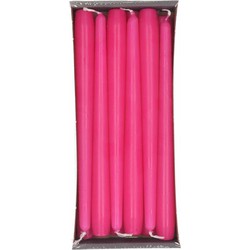 12x Lange kaarsen fuchia roze 25 cm 8 branduren dinerkaarsen/tafelkaarsen - Dinerkaarsen