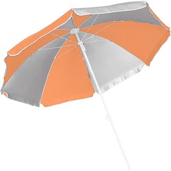 Parasol - oranje/wit - D120 cm - UV-bescherming - incl. draagtas - Parasols