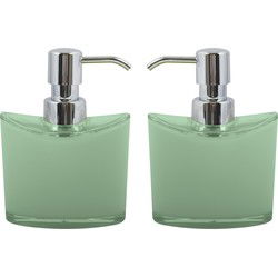 MSV Zeeppompje/dispenser Aveiro - 2x - PS kunststof - groen/zilver - 11 x 14 cm - 260 ml - Zeeppompjes