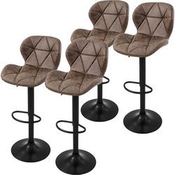 Set van 2 barkrukken 2x bruin kunstlederen bekleding met rugleuning en voetensteun in hoogte verstelbaar 59-79cm ML-Design