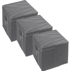 3x Stuks dekbed/kussen opberghoes antraciet grijs met vacuumzak 40 x 40 x 25 cm - Opberghoezen