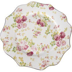 Clayre & Eef Ontbijtbord Wit Keramiek Bloemen