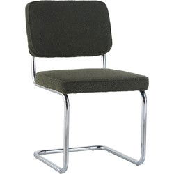Moderne Eetkamerstoel Groen Bouclé Stof Sway - Chrome Frame - Zonder Armleuningen