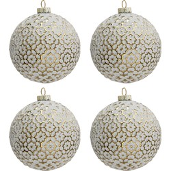 Clayre & Eef Kerstbal Set van 4  Ø 10 cm Goudkleurig Glas Rond Kerstboomversiering