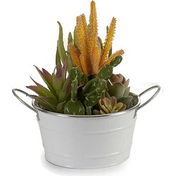 Arte r plantenpot/bloempot teil- zink - wit - D20 x H11 cm - Plantenpotten