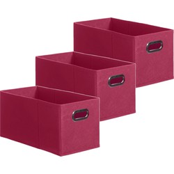 Set van 3x stuks opbergmand/kastmand 7 liter framboos roze linnen 31 x 15 x 15 cm - Opbergmanden