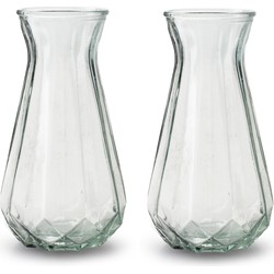 2x Stuks Bloemenvazen - helder/transparant glas - H24 x D13.5 cm - Vazen