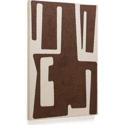 Kave Home - Abstract schilderij op linnen Salmi in beige en bruin 100 x 70 cm