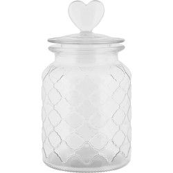 Clayre & Eef Voorraadpot Deksel Ø 11x20 cm Transparant Glas Hart