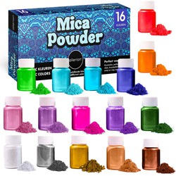Allerion Mica Poeder Set - Knutselset - 16 verschillende kleuren poeder - Pigment Poeder