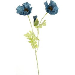 Greenmoods Kunstbloem Poppy - Papaver rhoeas - Nep plant - 1 Stuk - 73cm - Blauw -