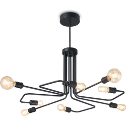 Landelijke Zwarte Hanglamp Triumph - Ideal Lux - E27 - Metaal - Rustiek contrast