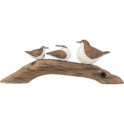 Clayre & Eef Decoratie Beeld Vogels 35x5x12 cm Bruin Wit Hout