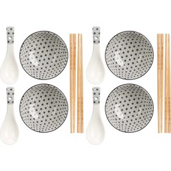 Kinvara Sushi servies set - 12-delig - keramiek - zwart - sushi eet set - Serviessets