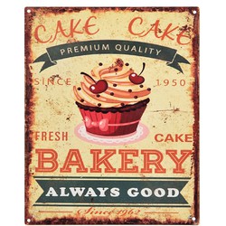 Clayre & Eef Tekstbord  20x25 cm Groen Ijzer Cupcake Bakery Wandbord