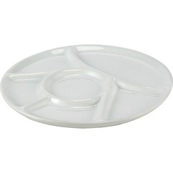 Wit fondue/gourmet/bbq bord 22,7 x 1,8 cm 6-vakken - Gourmetborden