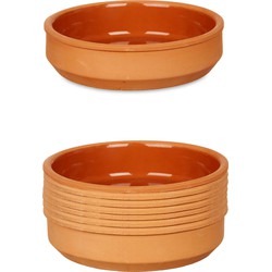 Set 8x tapas/creme brulee serveer schaaltjes terracotta/bruin 16x4 cm - Snack en tapasschalen